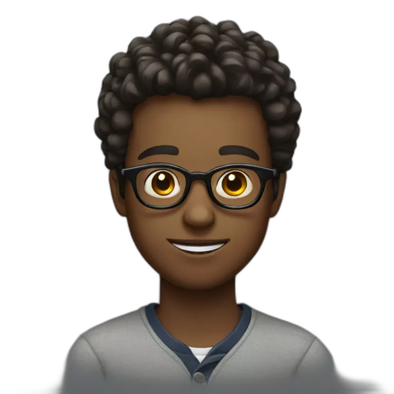 serious boy with glasses smiling
