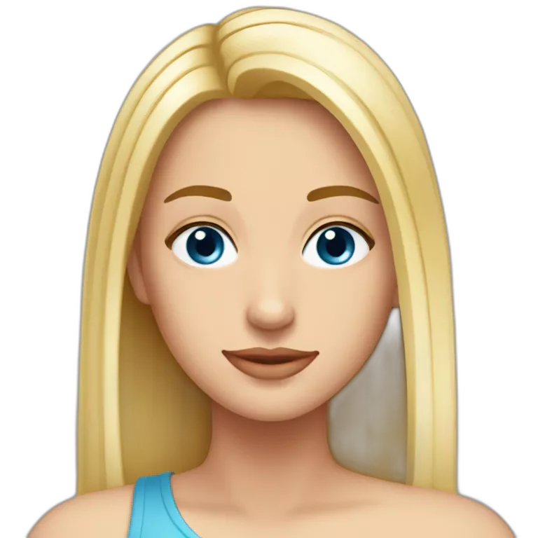 Rubia co pelo largo ojos azules ysin flequillo