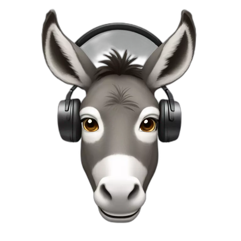 unalive donkey wearing headphones