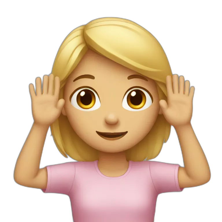 A girl holding her hand above her head