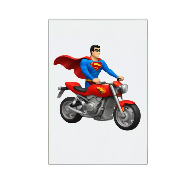 motorbike in superman dress and color without superman