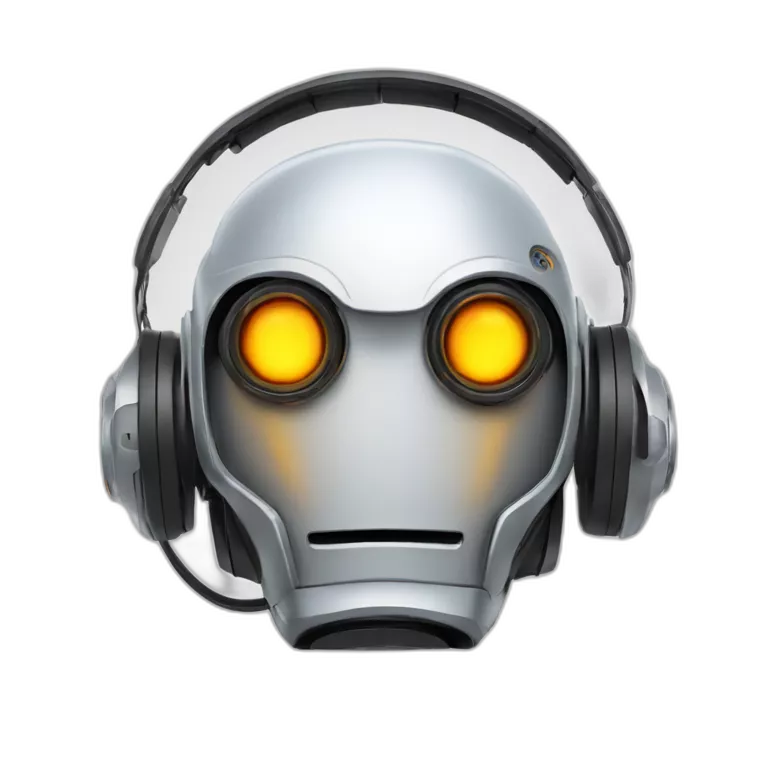 un robot avec les yeux en feu avec un casque audio