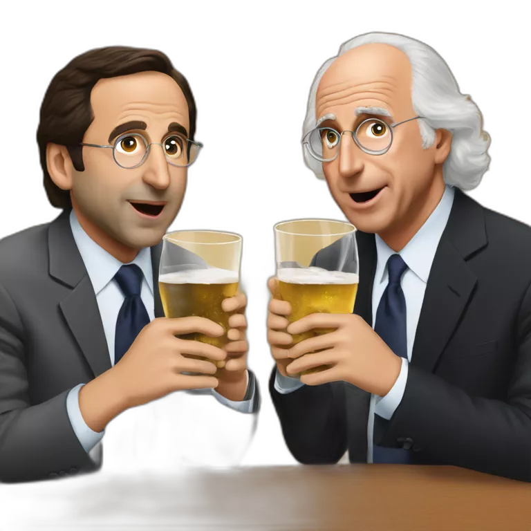Larry David and Michael Scott drinking