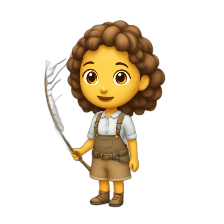 Niña pelo marron pescando