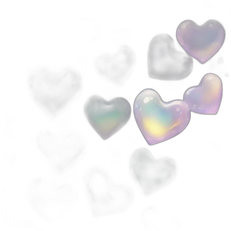 Sparkly glossy Pastel whitish iridescent glass crystal nebula glass hearts