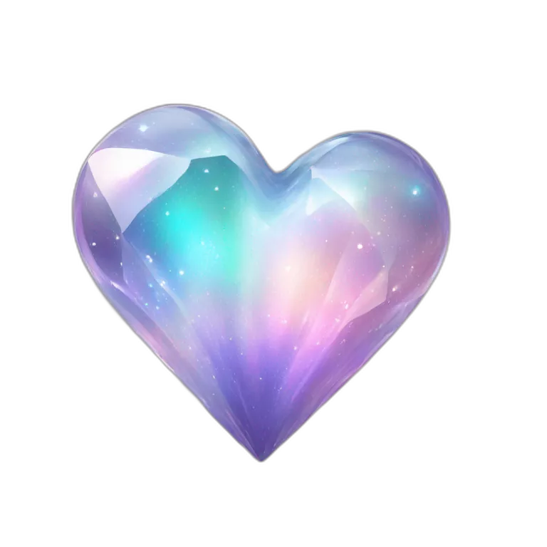 Sparkly glossy Pastel whitish iridescent glass crystal nebula glass hearts