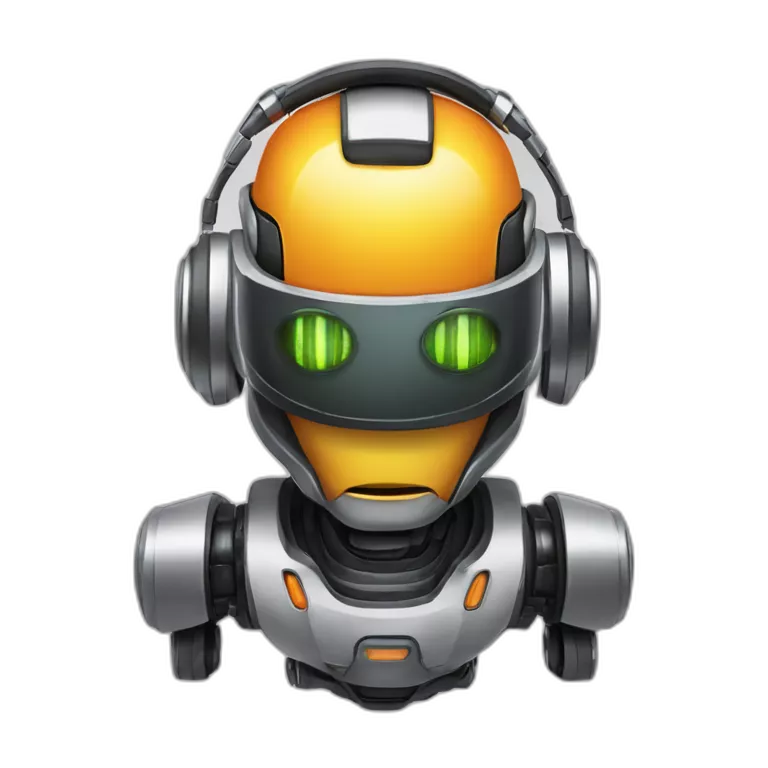 un robot avec les yeux en feu avec un casque audio