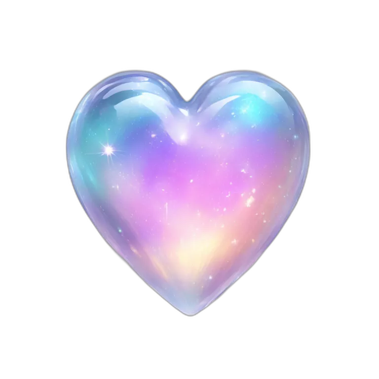 Sparkly glossy Pastel whitish iridescent glass crystal nebula glass heart