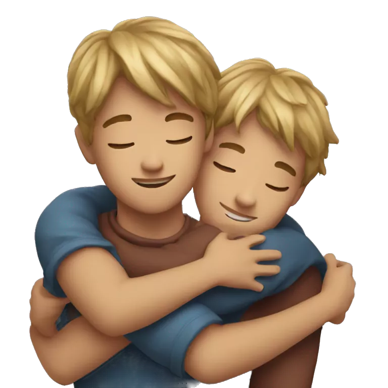 two boys hugging