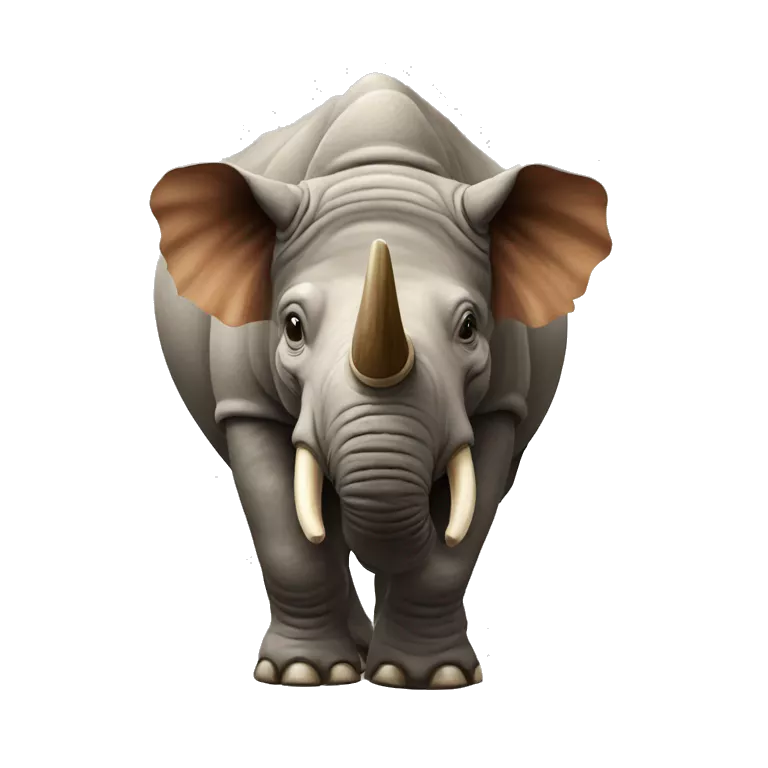 Rhinoceros with wooly mammoth fur