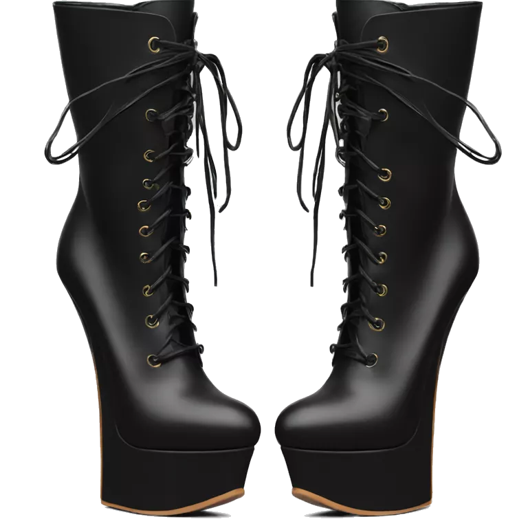 Black tall High heel boot lace up leather tall