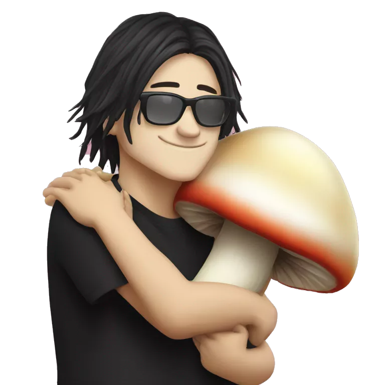 skrillex hugging a mushroom