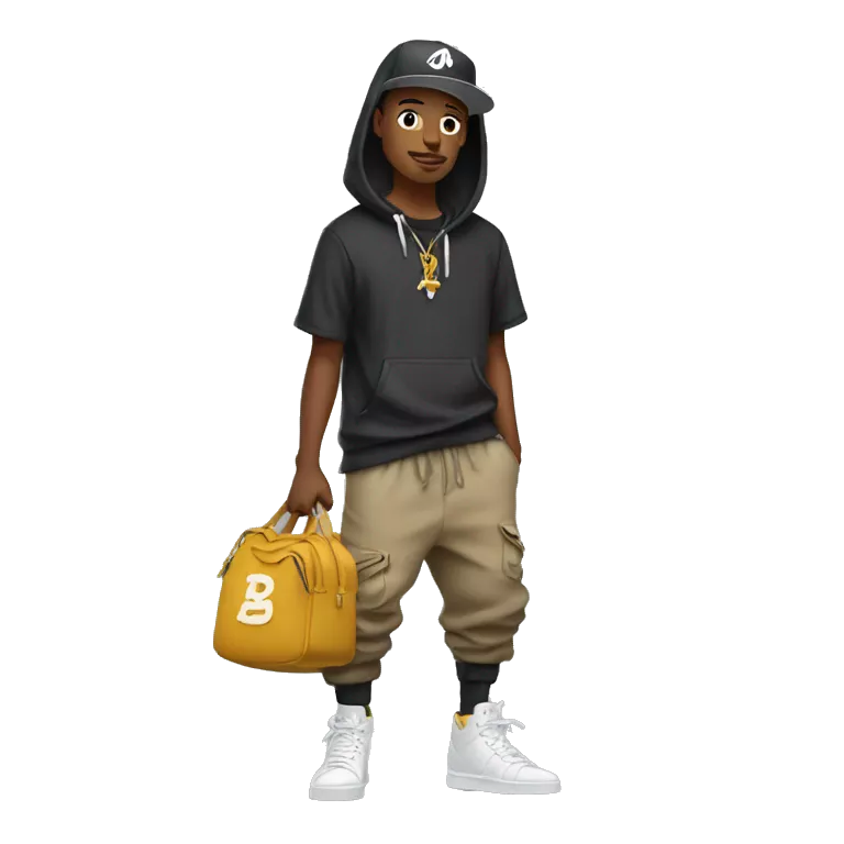 Person wearing clothes with hip hop cursive font style clothes