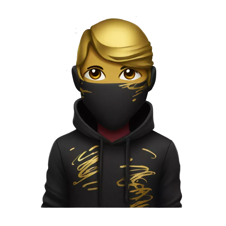 Person wearing black clothes with gold scribble graffiti graffiti style doodle scribble gold and maroon