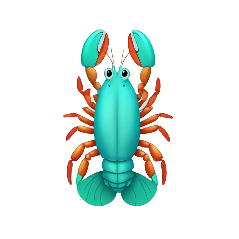 Cyan lobster prawn shrimp crustacean cute