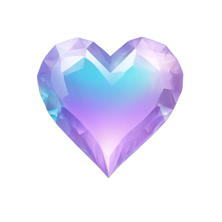 pastel lilac and cyan gradient iridescent crystal heart