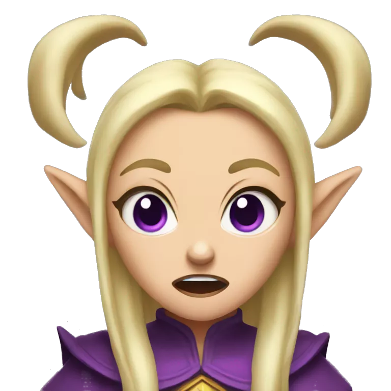 enraged angry, Noble female Elf with Elf ears and blonde hair and purple robes