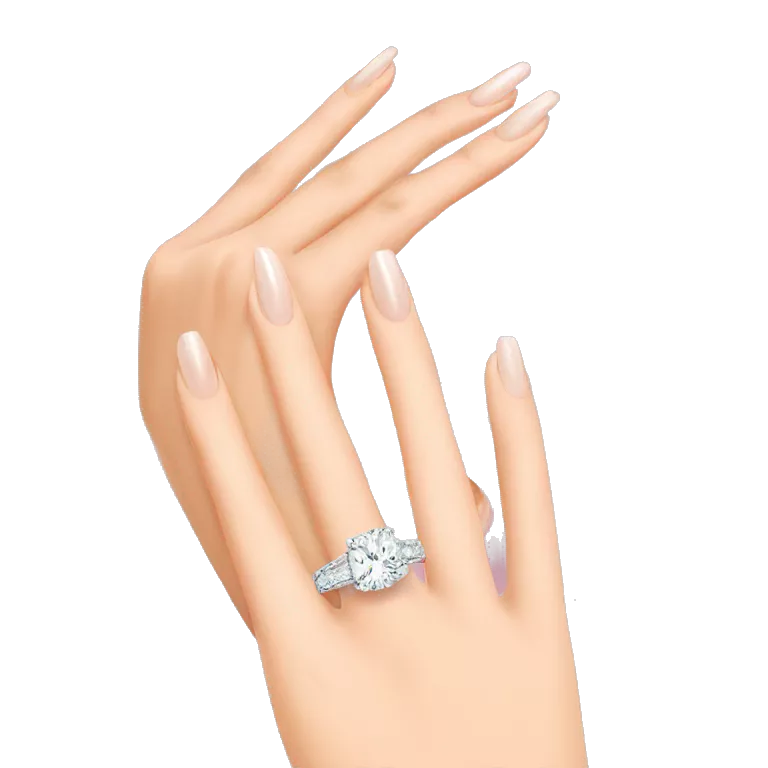 womans hand with a super expensive ring on the ring finger