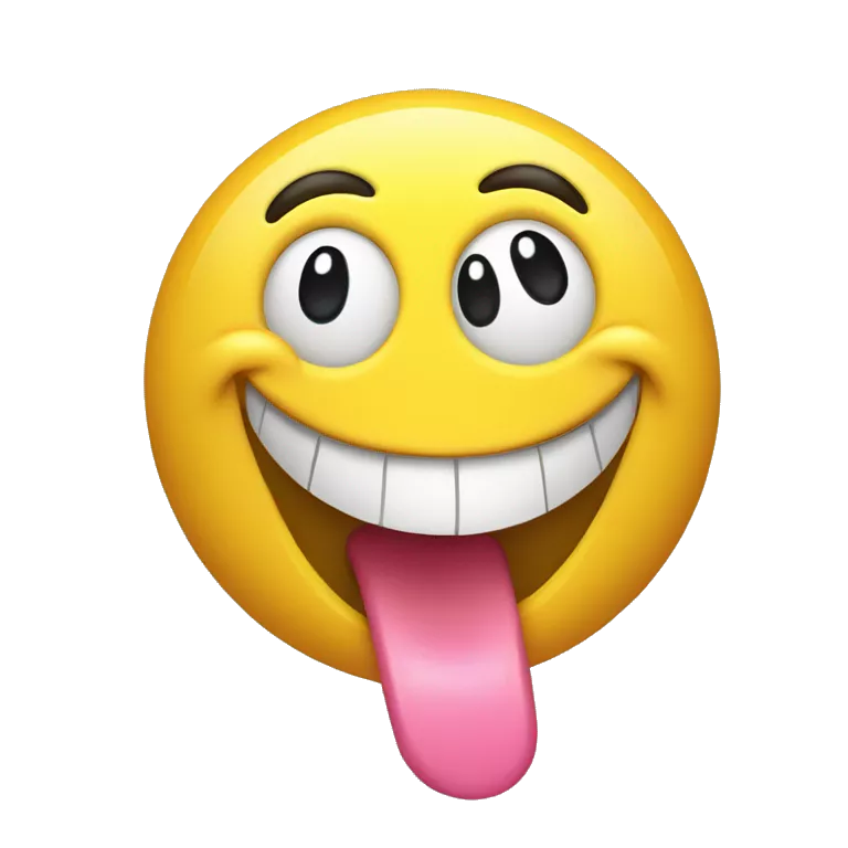 a smiley face that twirls its tongue around its mouth and twirls something in its hand