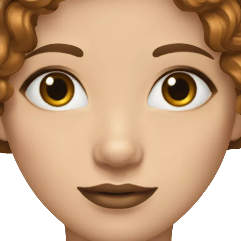 Femmme blanche aux yeux marron avec des cheveux noirs dont les pointes sont couleur marron foncé, une bouche moyenne, des yeux de sirène