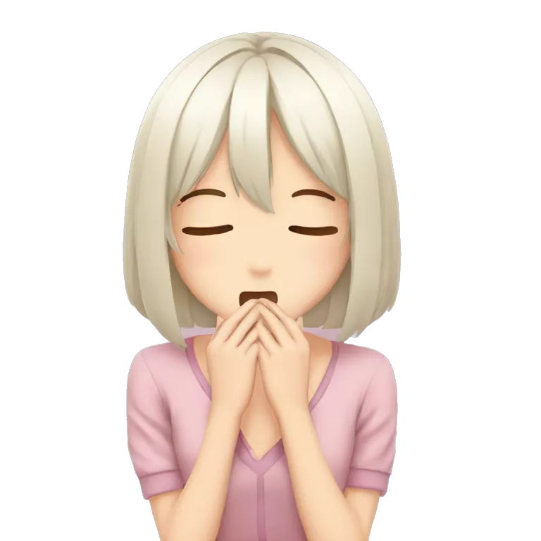 anime girl giggle hands covering mouth