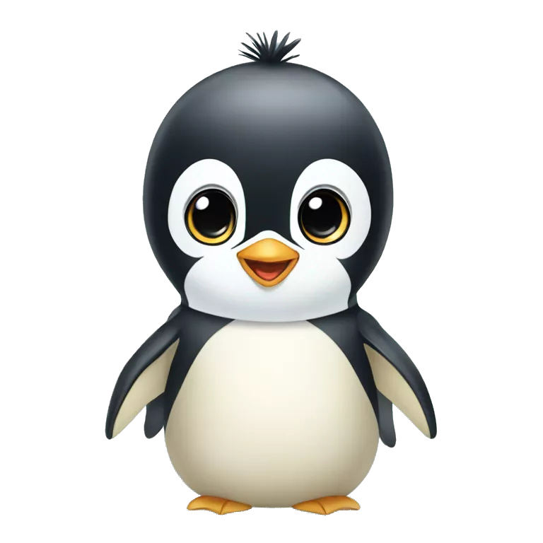 cute baby emperor penguin