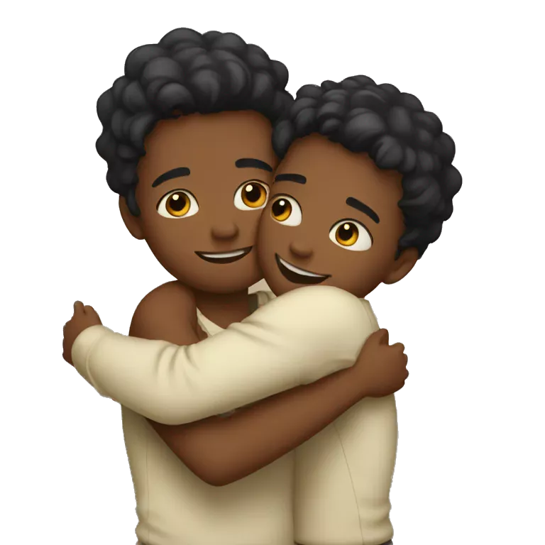 two boys hugging