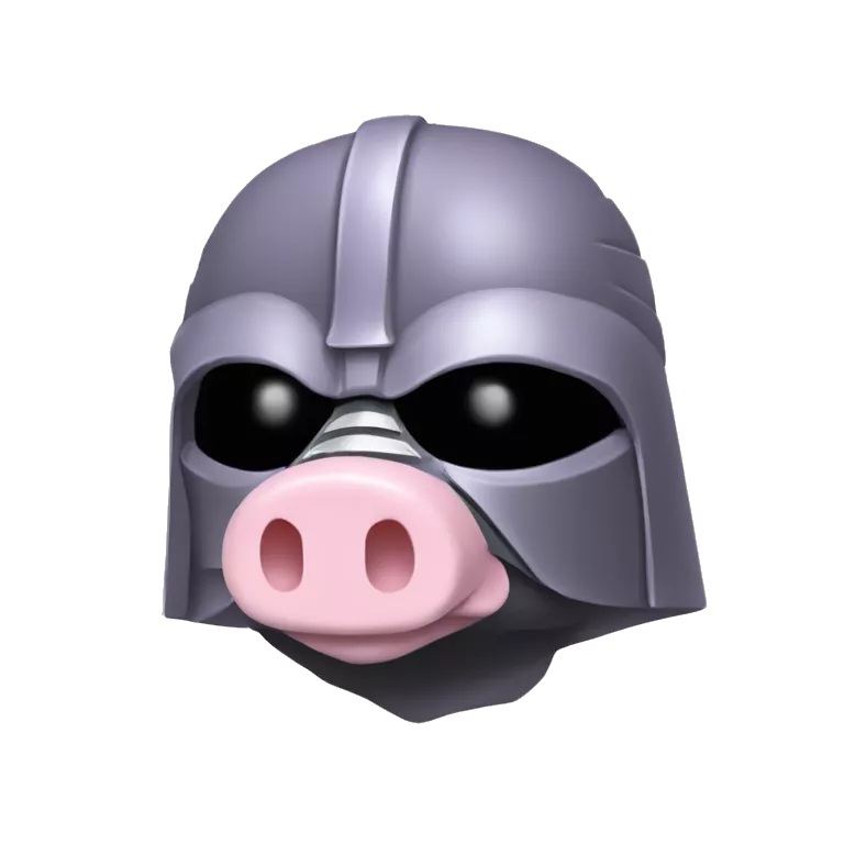 Lavender gray Pig darth Vader mask face armadillo darth Vader fanned tail feathered tail pig armadillo darth Vader face