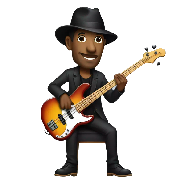 Marcus Miller playing bass guitar, with porkpie hat