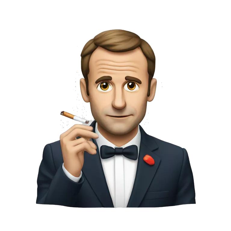 Macron qui fume une cigarette