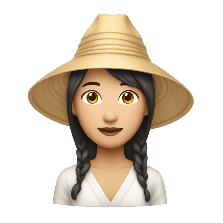 asian with asian hat