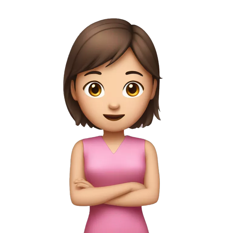 Asian girl in pink dress with brown hair talking to Siri