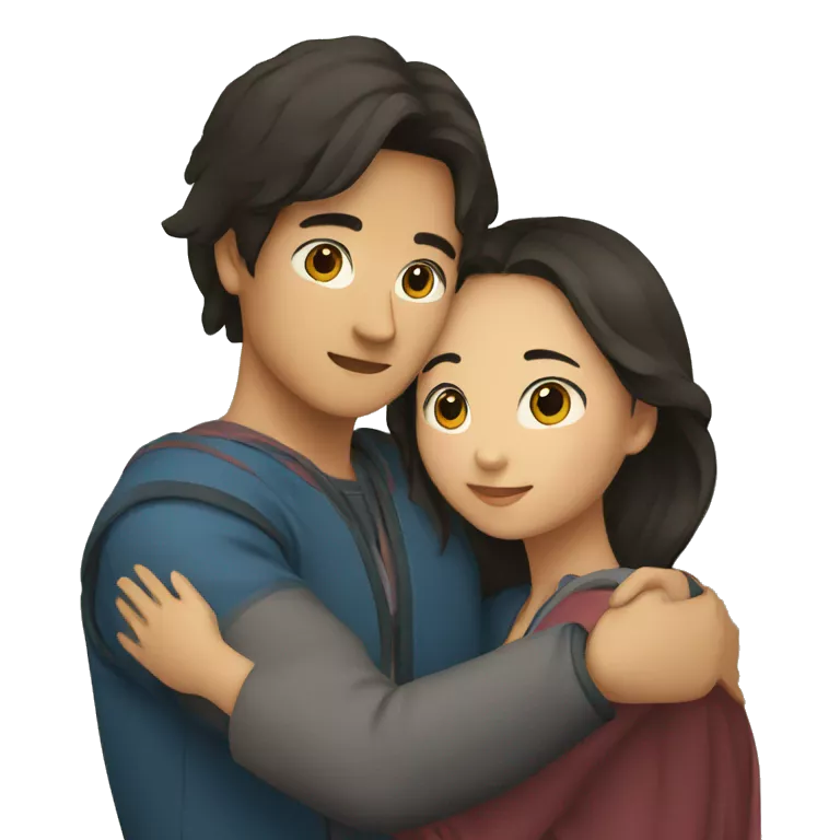 young metis Man and young asian woman hug love