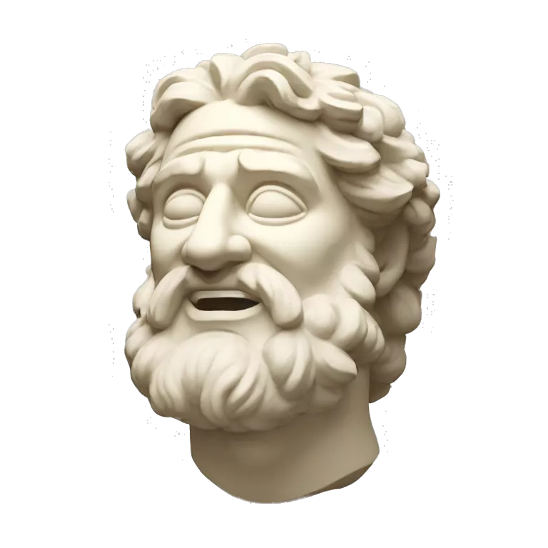 Ancient Greek King Odysseus Statue Face Only, Rolling on the floor laughing, Off-white