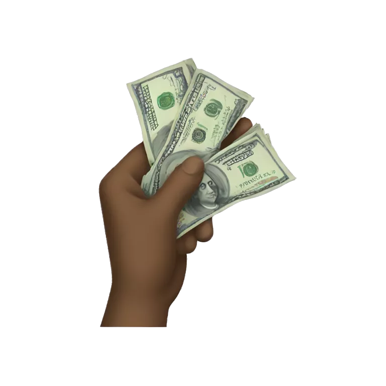 person holding cash in car