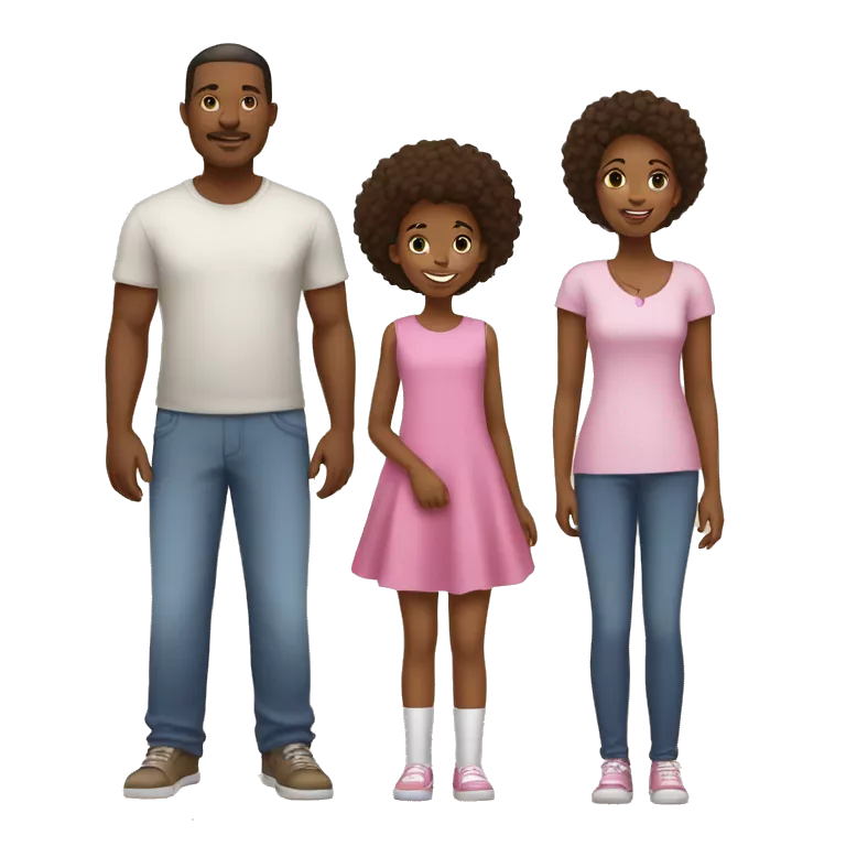 african american family, mom, dad,teenage tall daughter, young daughter, twin girl toddlers