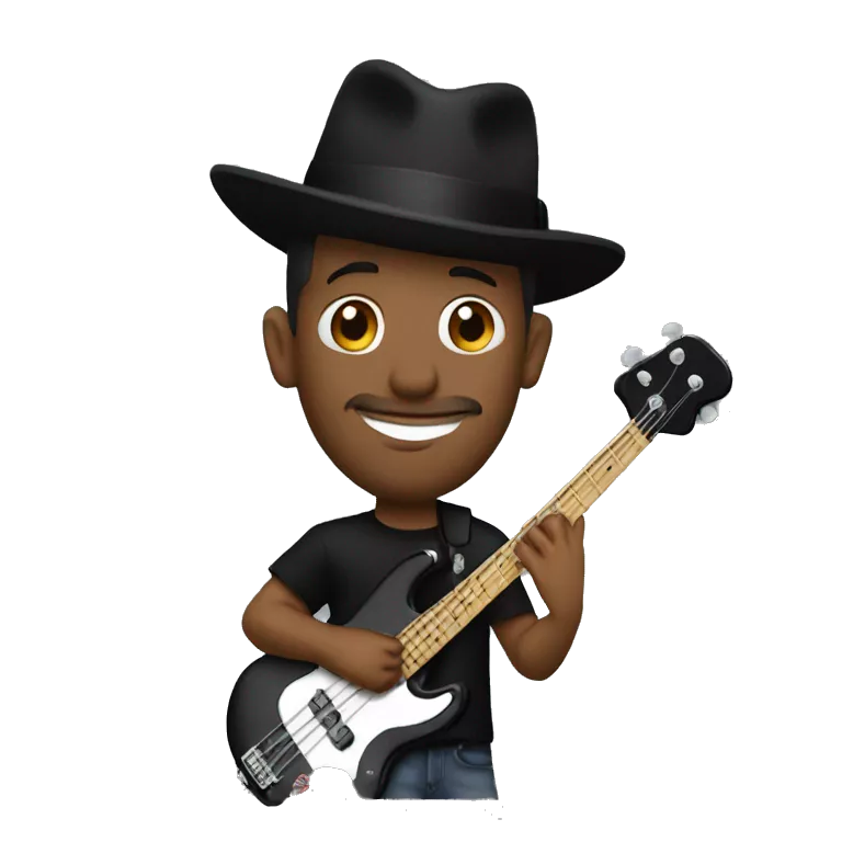 Marcus Miller playing bass guitar, with porkpie hat