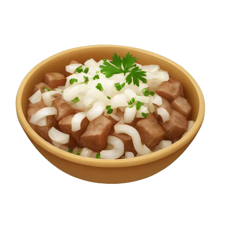 Serbian ćevapi dish with diced onion