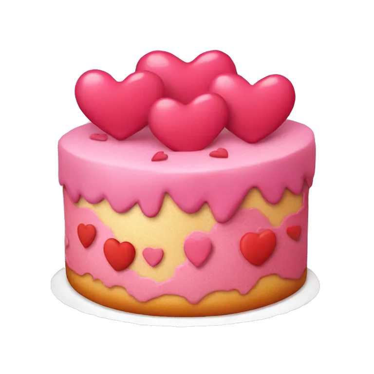 Torta de cumpleaños rosa con corazones