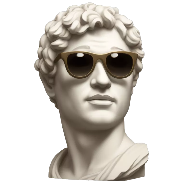 A roman statue with sunglasses