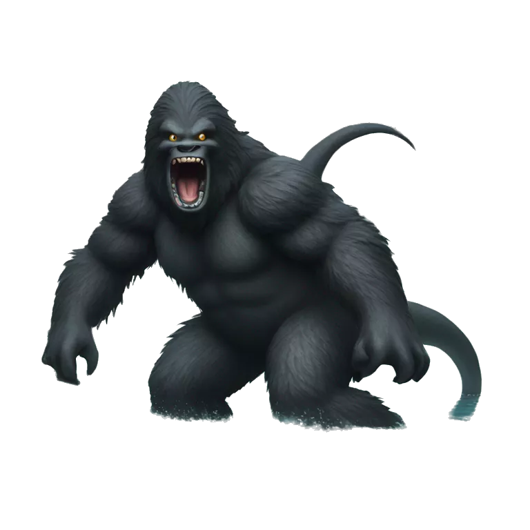 Bigfoot fighting a black Loch Ness monster