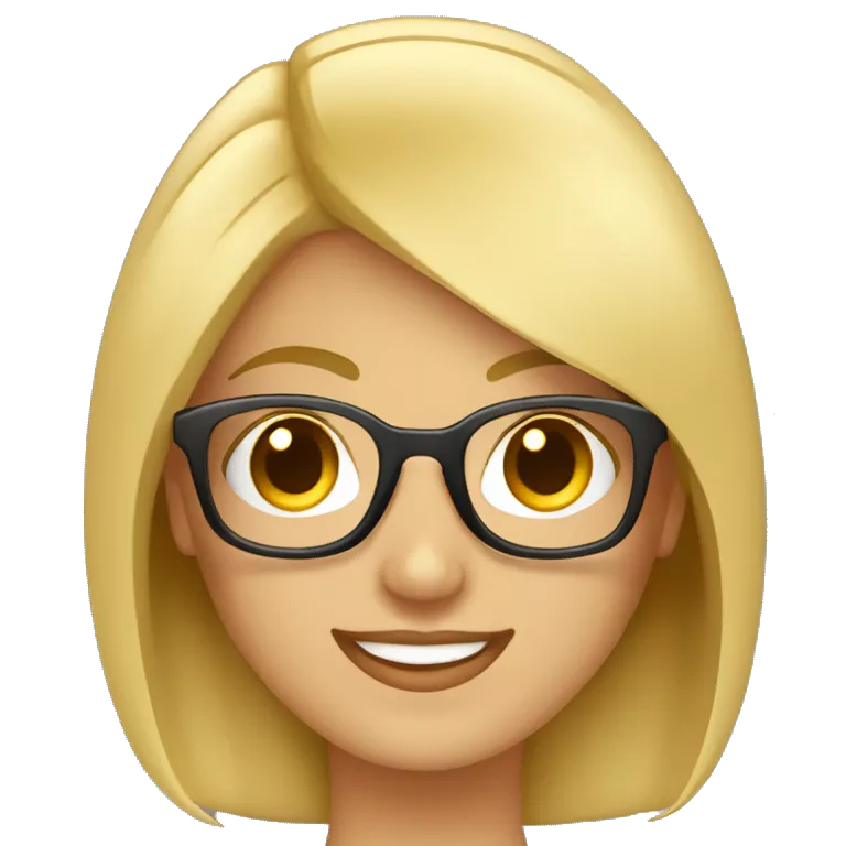 profesora rubia de pelo corto con gafas muy sonriente