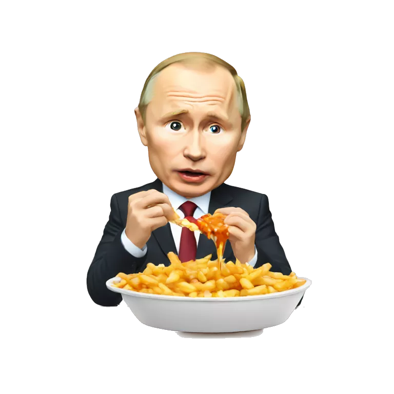 Putin eating a poutine