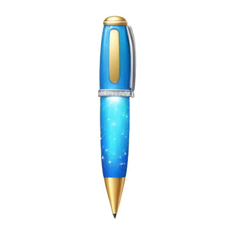 pen with sparkles around the pen