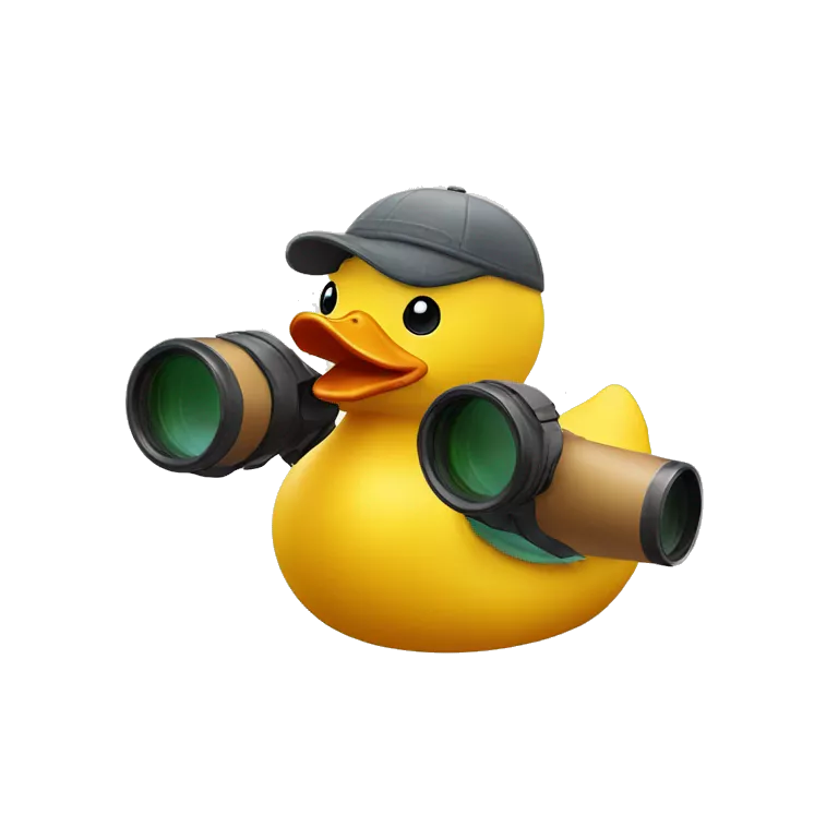 Rubber duck with binoculars