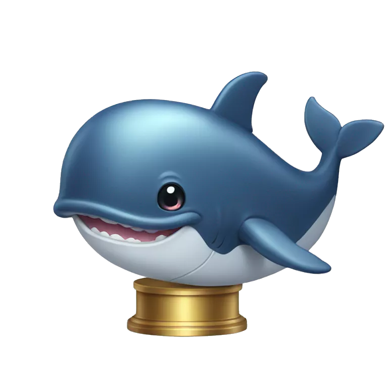 Baby whale with YouTube trophy