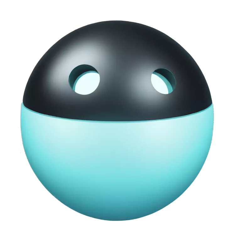 Black latex sphere with a light blue lock on it