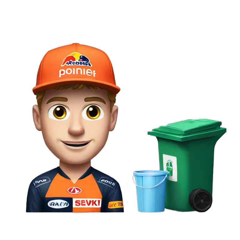 Max Verstappen max next to trash can