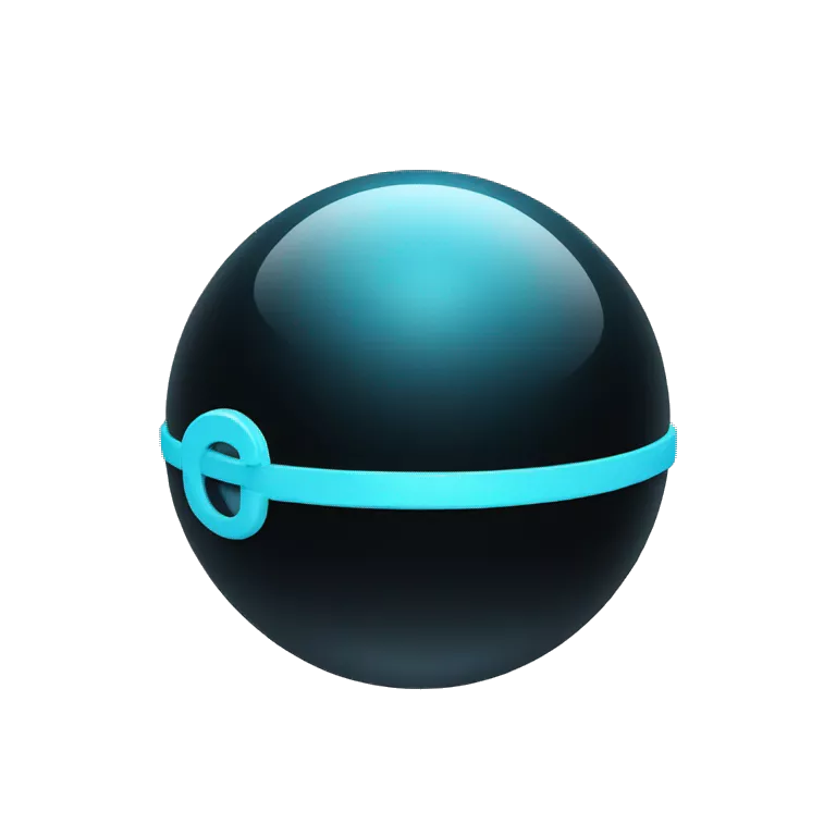 Black sphere with a light blue lock symbol on it