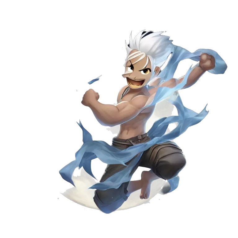 determined smile in fighting stance
